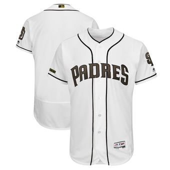 Men's San Diego Padres Majestic White 2018 Memorial Day Authentic Collection Flex Base Team Custom Jersey