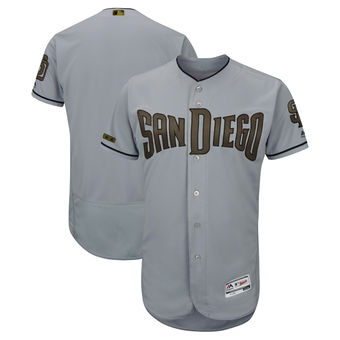 Men's San Diego Padres Majestic Gray 2018 Memorial Day Authentic Collection Flex Base Team Custom Jersey