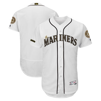 Men's Seattle Mariners Majestic White 2018 Memorial Day Authentic Collection Flex Base Team Custom Jersey