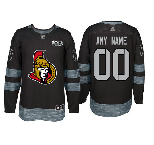 Adidas Ottawa Senators Black 1917-2017 100th Anniversary Stitched NHL Custom Jersey
