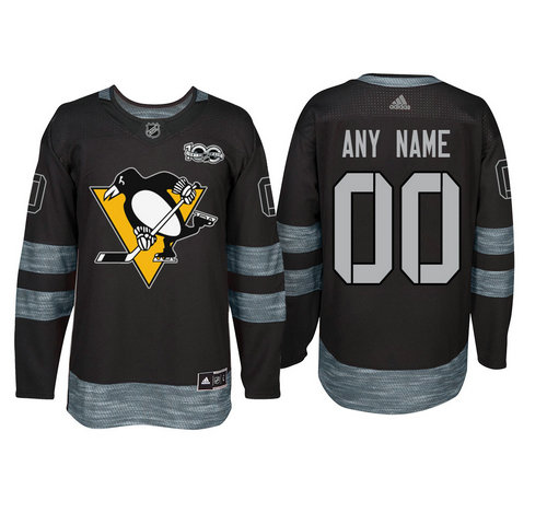 Adidas Pittsburgh Penguins Black 1917-2017 100th Anniversary Stitched NHL Custom Jersey