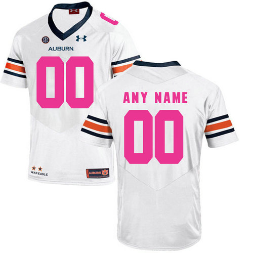 Auburn Tigers White Men's Customized 2018 Breast Cancer Awareness College