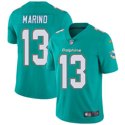 Size XXXXL Nike Dolphins #13 Dan Marino Aqua Green Team Color Stitched NFL Vapor Untouchable Limited Jersey