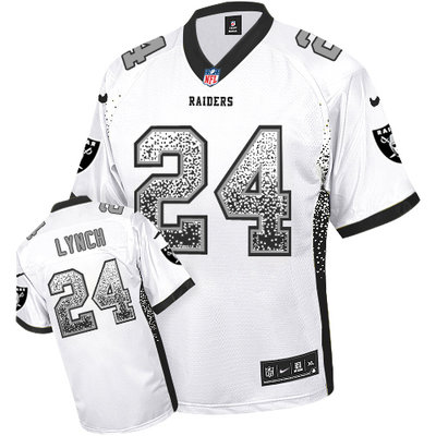 Nike Oakland Raiders #24 Marshawn Lynch White Men's Stitched NFL Elite Drift Fashion Jersey