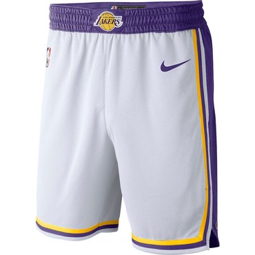 Men's Los Angeles Lakers White 2019 Nike Swingman Stitched NBA Shorts