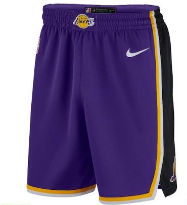 Men's Los Angeles Lakers Purple 2019 Nike Swingman Stitched NBA Shorts