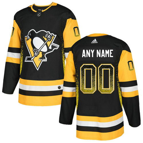 Men's Pittsburgh Penguins Black Customized Drift Fashion Adidas Jersey