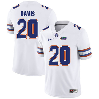 Florida Gators White #20 Malik Davis Football Player Performance Jersey