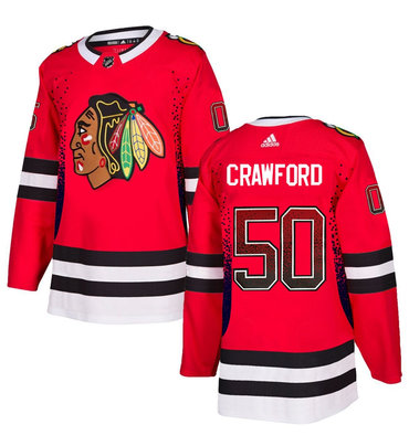 Men's Chicago Blackhawks #50 Corey Crawford Red Drift Fashion Adidas Jersey