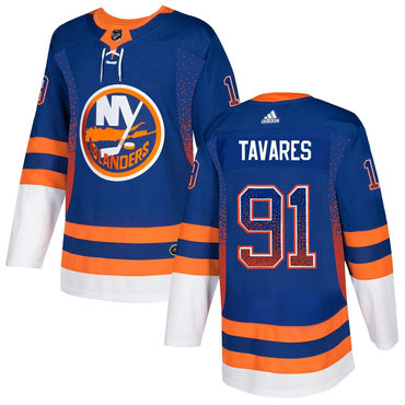 Men's New York Islanders #91 John Tavares Royal Drift Fashion Adidas Jersey