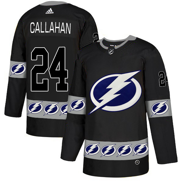 Men's Tampa Bay Lightning #24 Ryan Callahan Black Team Logos Fashion Adidas Jersey