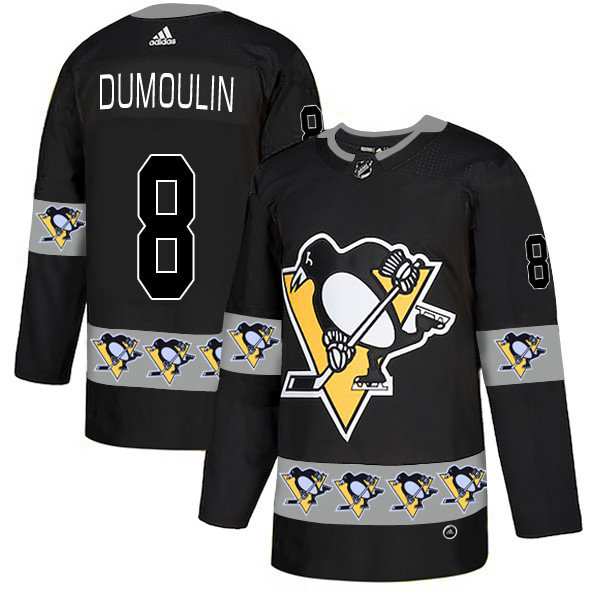 Men's Pittsburgh Penguins #8 Brian Dumoulin Black Team Logos Fashion Adidas Jersey