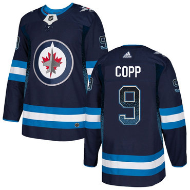 Men's Winnipeg Jets #9 Andrew Copp Navy Drift Fashion Adidas Jersey