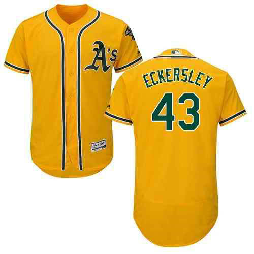 Men's Oakland Athletics #43 Dennis Eckersley Gold Flexbase Authentic Collection Stitched MLB Jersey