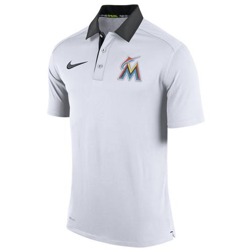 Men's Miami Marlins Nike White Authentic Collection Dri-FIT Elite Polo