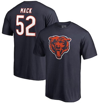 Men's Chicago Bears 52 Khalil Mack NFL Pro Line by Fanatics Branded Navy Icon Name & Number T-Shirt