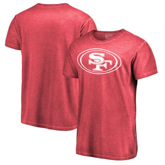 San Francisco 49ers NFL Pro Line by Fanatics Branded White Logo Shadow Washed T-Shirt