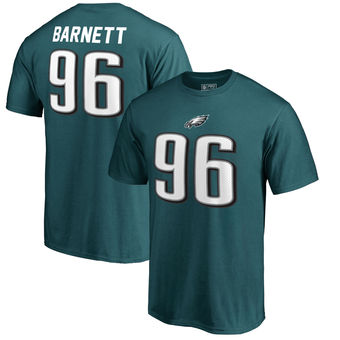 Men's Philadelphia Eagles 96 Derek Barnett NFL Pro Line by Fanatics Branded Midnight Green Authentic Stack Name & Number T-Shirt