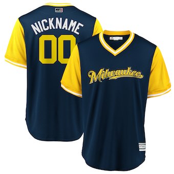 Men's Milwaukee Brewers Majestic Navy 2018 Players' Weekend Cool Base Custom Jersey