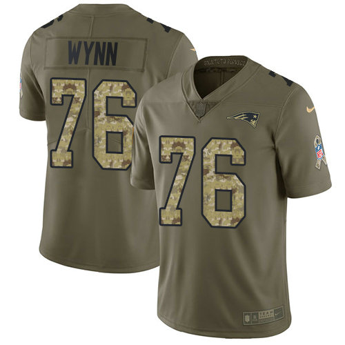 Kids Nike Patriots 76 Isaiah Wynn Olive Camo Stitched NFL Limited 2017 Salute To Service Jersey