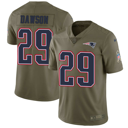 Youth Nike Patriots 29 Duke Dawson Olive Stitched NFL Limited 2017 Salute To Service Jersey