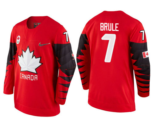Men Canada Team #7 Gilbert Brule Red 2018 Winter Olympics Jersey