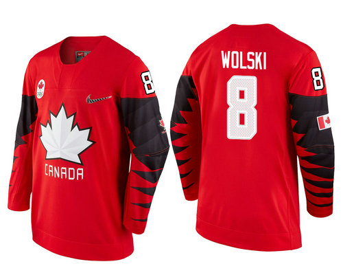 Men Canada Team #8 Wojtek Wolski Red 2018 Winter Olympics Jersey