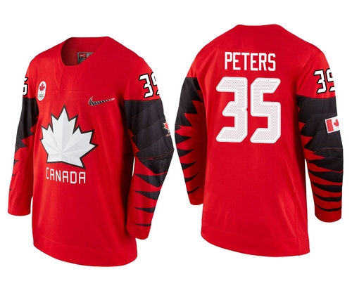 Men Canada Team #35 Justin Peters Red 2018 Winter Olympics Jersey
