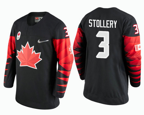 Men Canada Team #3 Karl Stollery Black 2018 Winter Olympics Jersey