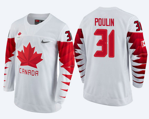 Men Canada Team #31 Kevin Poulin White 2018 Winter Olympics Jersey