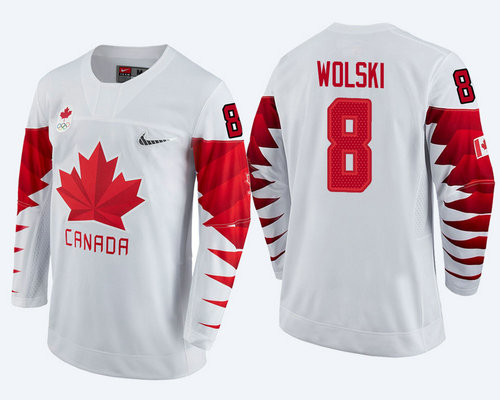 Men Canada Team #8 Wojtek Wolski White 2018 Winter Olympics Jersey