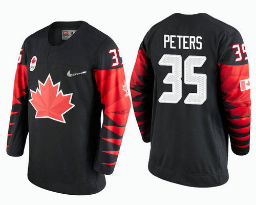 Men Canada Team #35 Justin Peters Black 2018 Winter Olympics Jersey