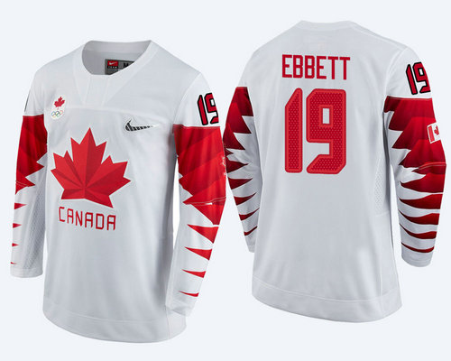 Men Canada Team #19 Andrew Ebbett White 2018 Winter Olympics Jersey
