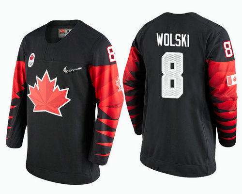 Men Canada Team #8 Wojtek Wolski Black 2018 Winter Olympics Jersey