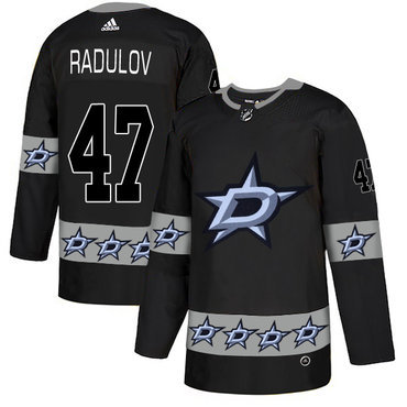 Men's Dallas Stars #47 Alexander Radulov Black Team Logos Fashion Adidas Jersey