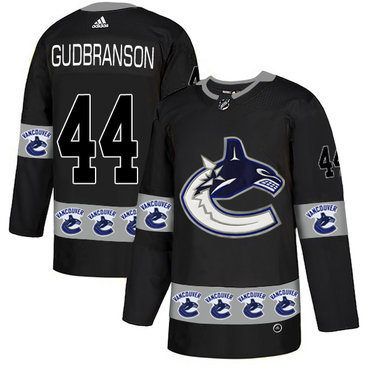 Men's Vancouver Canucks #44 Erik Gudbranson Black Team Logos Fashion Adidas Jersey