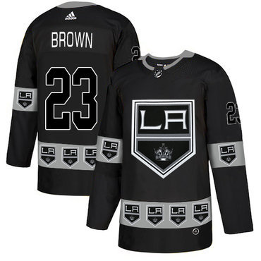 Men's Los Angeles Kings #23 Dustin Brown Black Team Logos Fashion Adidas Jersey
