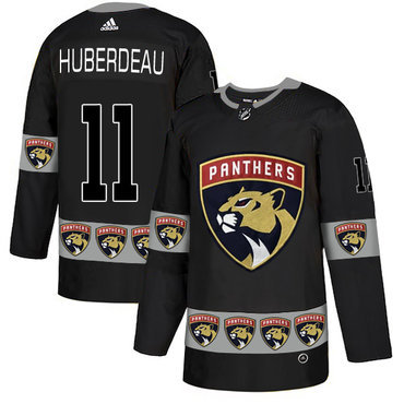 Men's Florida Panthers #11 Jonathan Huberdeau Black Team Logos Fashion Adidas Jersey