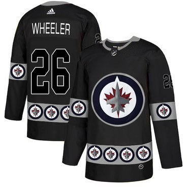 Men's Winnipeg Jets #26 Blake Wheeler Black Team Logos Fashion Adidas Jersey