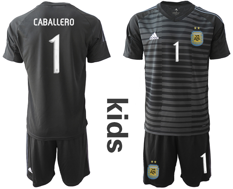 2019-20-Argentina-1-CABALLERO-Black-Youth-Goalkeeper-Soccer-Jersey