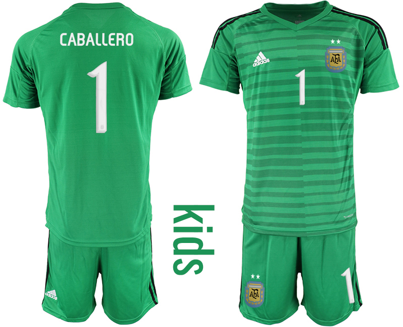 2019-20-Argentina-1-CABALLERO-Green-Youth-Goalkeeper-Soccer-Jersey