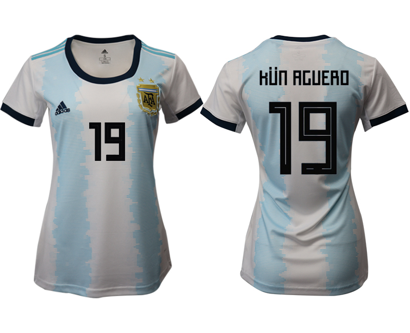 2019-20-Argentina-19-KUN-AGUERO-Home-Women-Soccer-Jersey