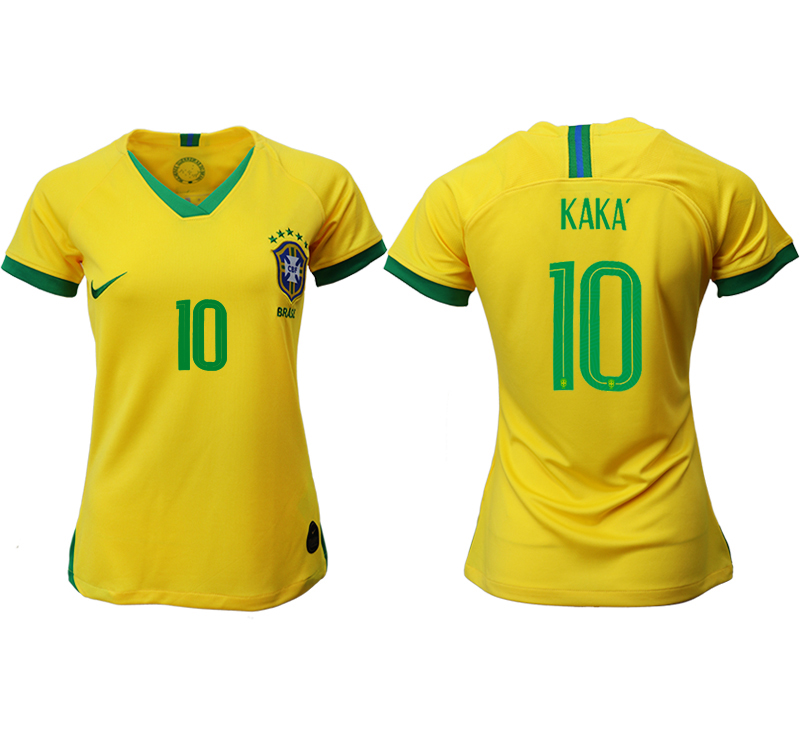 2019-20-Brazil-10-KAKA-Home-Women-Soccer-Jersey