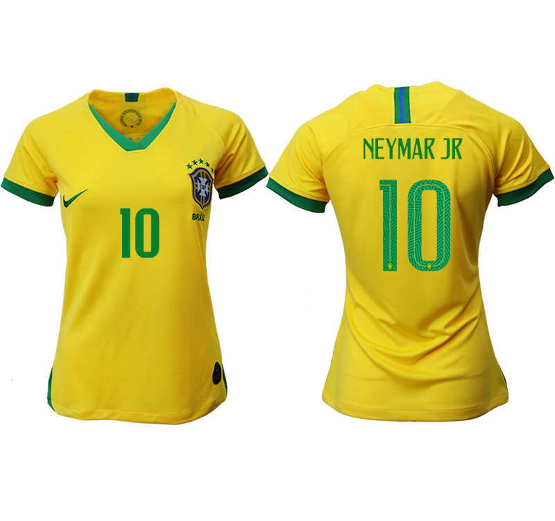 2019-20-Brazil-10-NEYMAR-JR-Home-Women-Soccer-Jersey