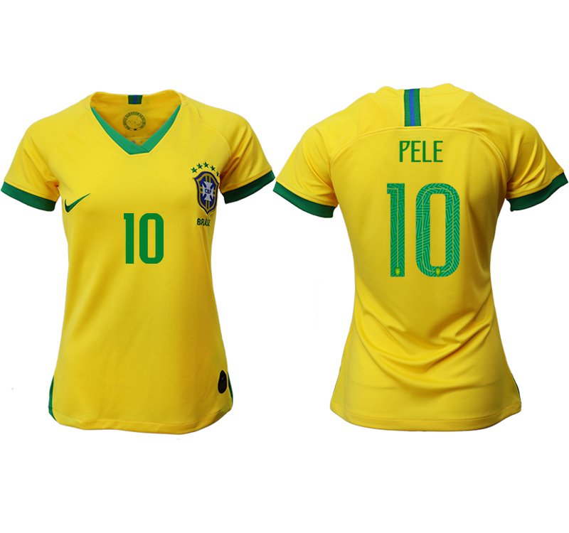 2019-20-Brazil-10-PELE-Home-Women-Soccer-Jersey