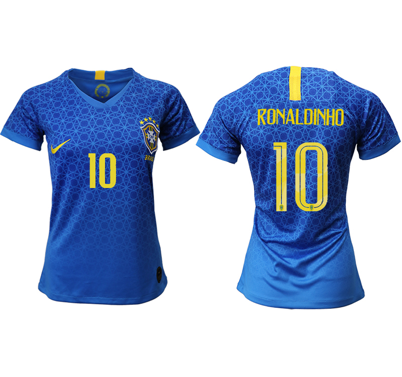 2019-20-Brazil-10-RONALDINHO-Away-Women-Soccer-Jersey