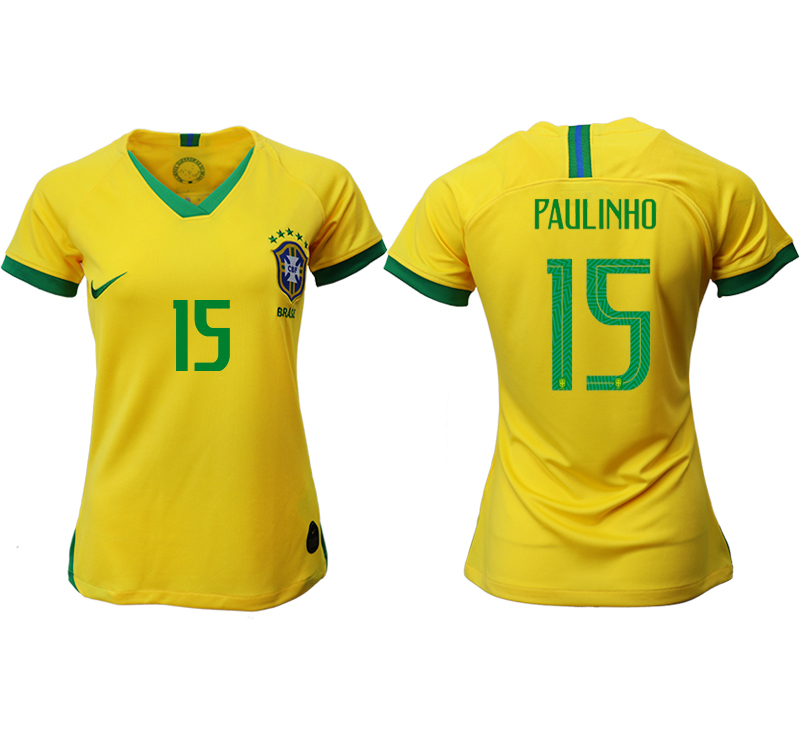 2019-20-Brazil-15-PAULINHO-Home-Women-Soccer-Jersey