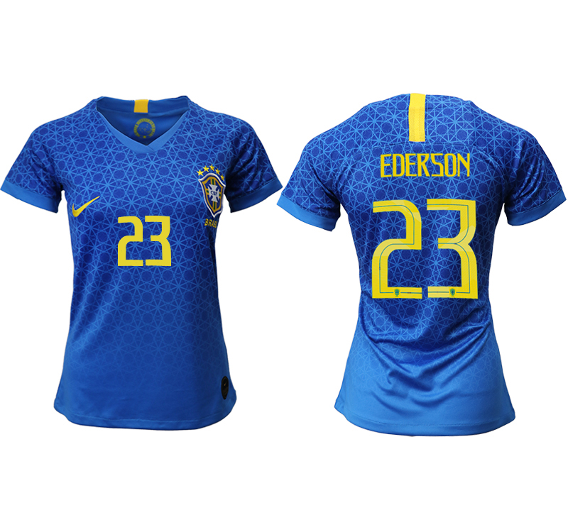 2019-20-Brazil-23-EDERSON-Away-Women-Soccer-Jersey