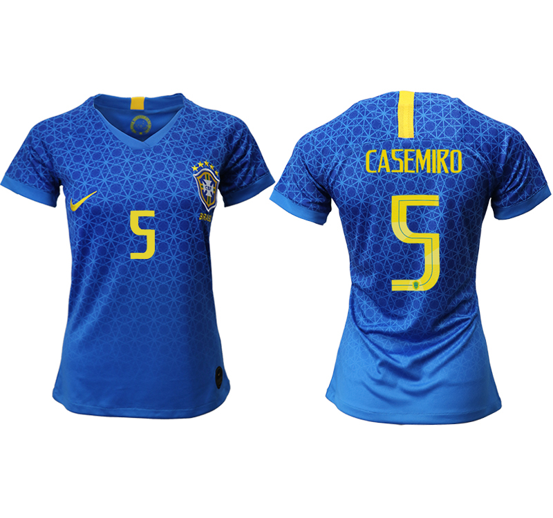 2019-20-Brazil-5-CASEMIRO-Away-Women-Soccer-Jersey