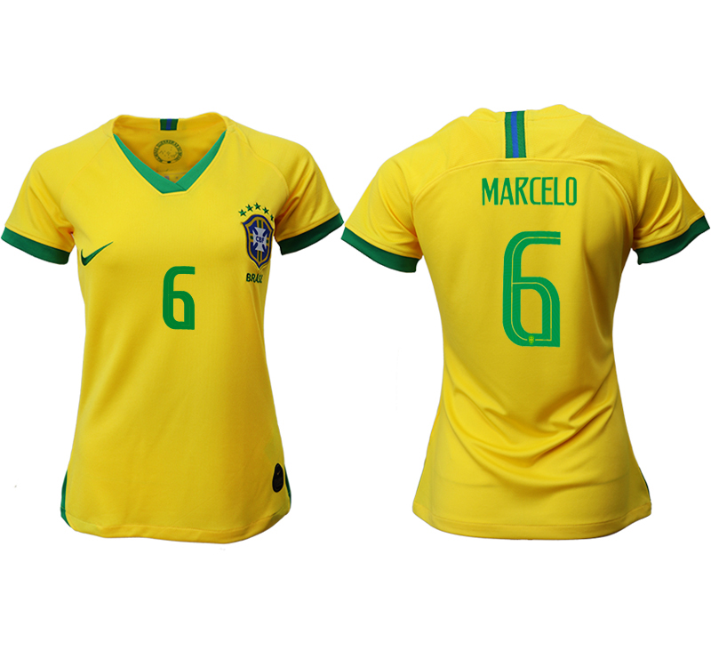 2019-20-Brazil-6-MARCELO-Home-Women-Soccer-Jersey